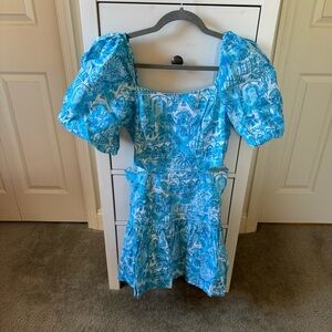 NWT Lilly Pulitzer Kylanne Linen Mini Dress in Blue Sunny State of Mind. Sz. 6.